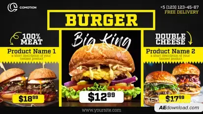 Black Restaurant Menu - Food Promo Video Displays template preview