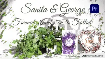 Botanical Leaves Wedding Invitation Premiere Pro template preview