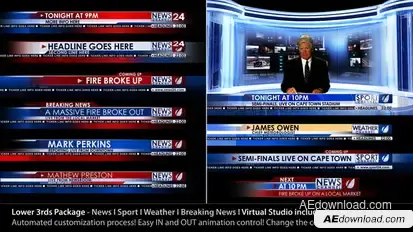 Broadcast Design - News Lower Third Package1 Video Displays template preview