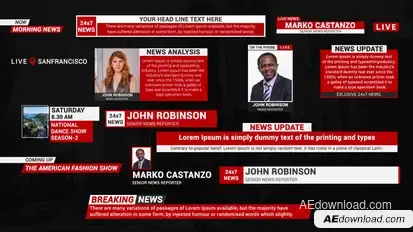 Broadcast News Lower Thirds Video Displays template preview