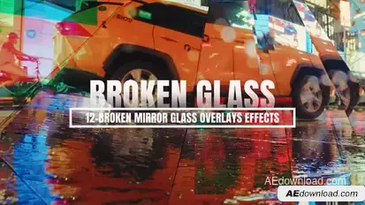 Broken Mirror Glass Overlays Effects MOGRT Premiere Pro template preview