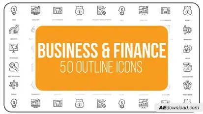 Business And Finance - 50 Thin Line Icons Video Displays template preview