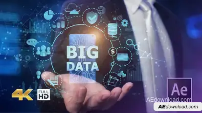 Businessman Open Hand Big Data Video Displays template preview