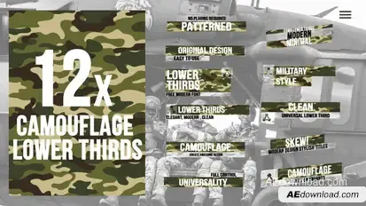 Camouflage Lower Thirds Premiere Pro template preview