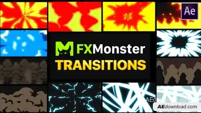 Cartoon Action Transitions | After Effects Video Displays template preview
