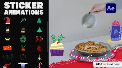 Cartoon Christmas Icons for After Effects Video Displays template preview