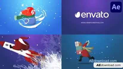 Cartoon Christmas Logo Pack for After Effects Video Displays template preview