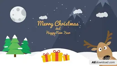 Cartoon Christmas Postcard 02 Video Displays template preview