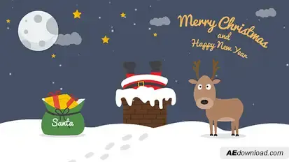 Cartoon Christmas Postcard 04 Video Displays template preview