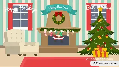 Cartoon Christmas Postcard Video Displays template preview