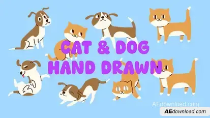 Cat And Dog Animation Hand Drawn Pack Premiere Pro template preview