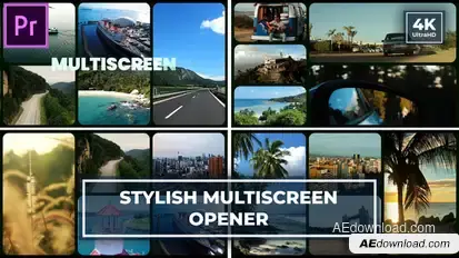 Charming Multiscreen Opener | Split Screen Gallery Intro |Typography Slideshow MOGRT for Premier Pro Premiere Pro template preview