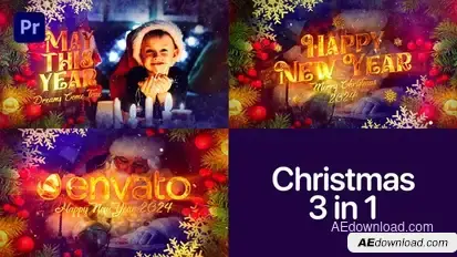 Christmas 3 in 1 | Happy New Year | Titles and Logo Opener | MOGRT Premiere Pro template preview