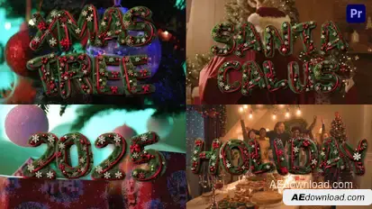 Christmas 3D Fir Tree Typography Letters Pack For Premiere Pro Premiere Pro template preview