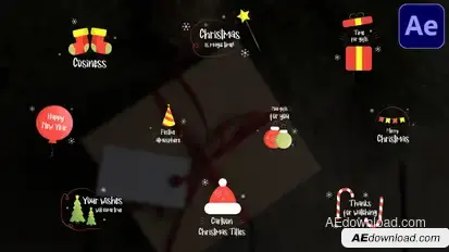 Christmas Cartoon Titles | After Effects Video Displays template preview