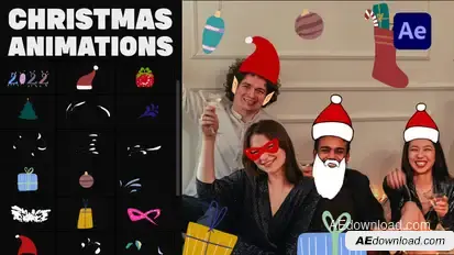 Christmas Mask And Sticker Animations for After Effects Video Displays template preview