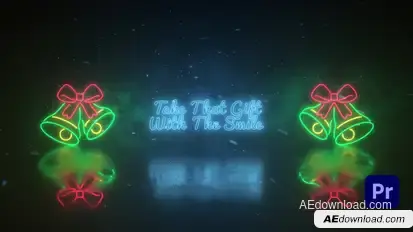 Christmas Neon Lights Wishes MOGRT Premiere Pro template preview