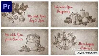 Christmas Retro Greeting Cards Premiere Pro template preview