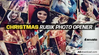 Christmas Rubik Photo Opener Premiere Pro template preview