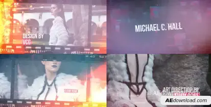 Cinematic Glitch Photo Montage Video Displays template preview
