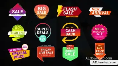 Clean Sale Labels & Badges Pack Premiere Pro template preview