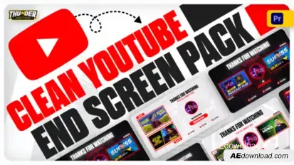 Clean YouTube End Screen Pack Premiere Pro template preview