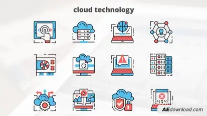 Cloud Technology – Thin Line Icons Video Displays template preview