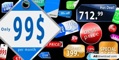Collection of Sticker Labels & Price Tags Video Displays template preview