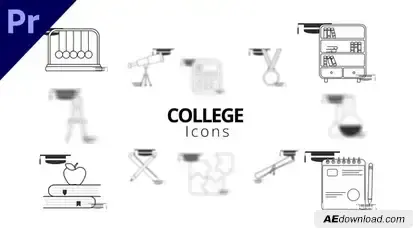 College Icons Premiere Pro template preview