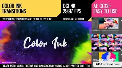 Color Ink Transitions Video Displays template preview