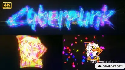 Colorful Cyber Glitch Logo Video Displays template preview