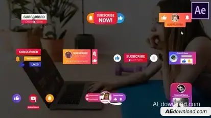 Colorful Subscribes Pack | After Effects Video Displays template preview