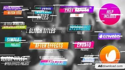 Colourful Glitch Titles Video Displays template preview