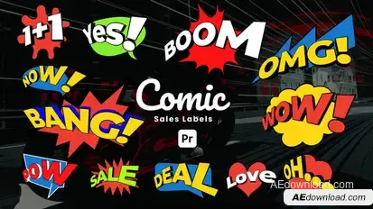 Comic Sale Labels for Premiere Pro Premiere Pro template preview