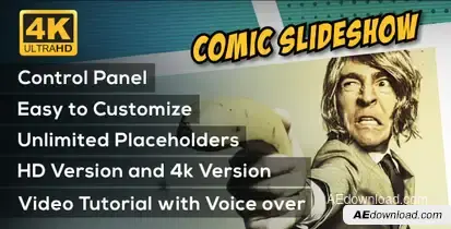 Comic Slideshow Opener Video Displays template preview