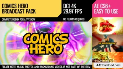 Comics Hero (Broadcast Pack) Video Displays template preview