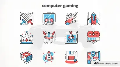 Computer Gaming – Thin Line Icons Video Displays template preview