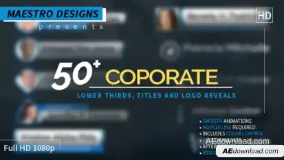 Coporate Lower Thirds Titles And Logos Pack Video Displays template preview