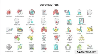 Coronavirus - 36 Flat Animation Icons Video Displays template preview