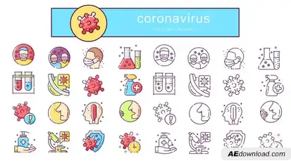 Coronavirus - Animated Icons Video Displays template preview