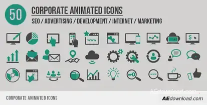 Corporate Animated Icons Video Displays template preview