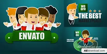 Corporate Sticker Cartoon with Kinetic Typo Video Displays template preview