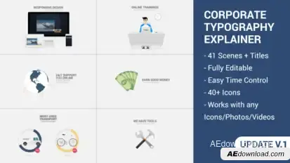 Corporate Typography Explainer Video Displays template preview