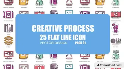 Creative Process - Flat Animation Icons Video Displays template preview