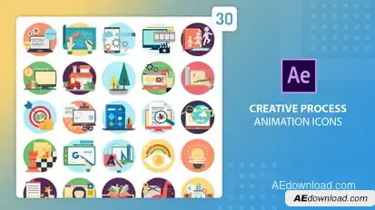 Creative Process Animation Icons | After Effects Video Displays template preview