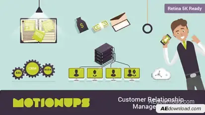 CRM Company Marketing Presentation With Character Video Displays template preview