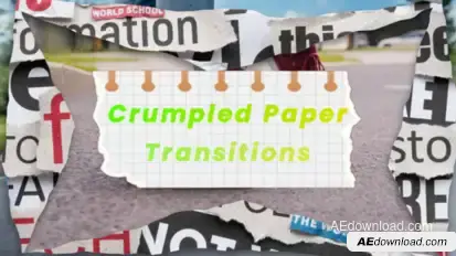 Crumpled Paper Transitions | Vertical and Horizontal | MOGRT Premiere Pro template preview