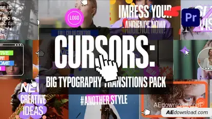 Cursors: Big Typography Transitions Pack Premiere Pro template preview