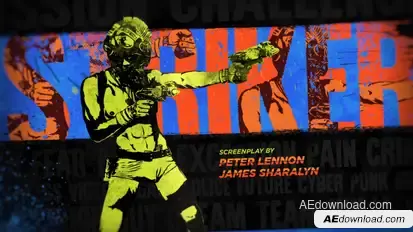 Cyberpunk Movie Titles Video Displays template preview