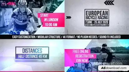 Cycling Marathon Broadcast Design v2.0 Video Displays template preview